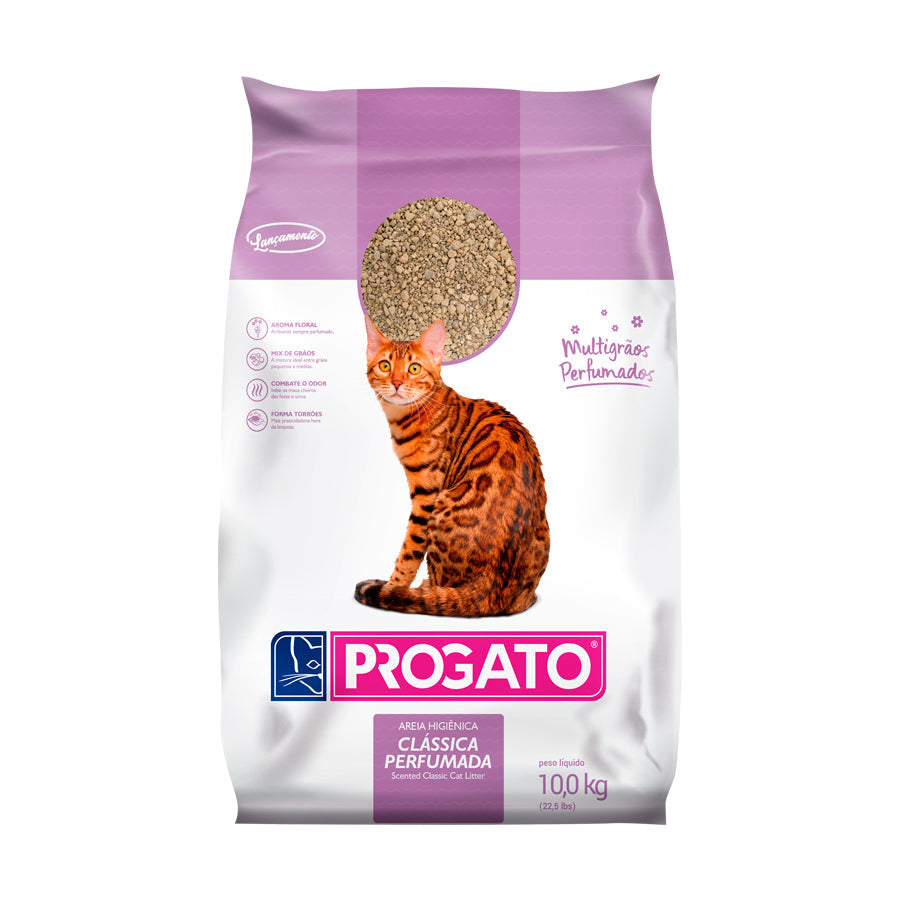 Progato Clássica Perfumada Multigrãos – Areia Higiênica para Gatos 10 kg