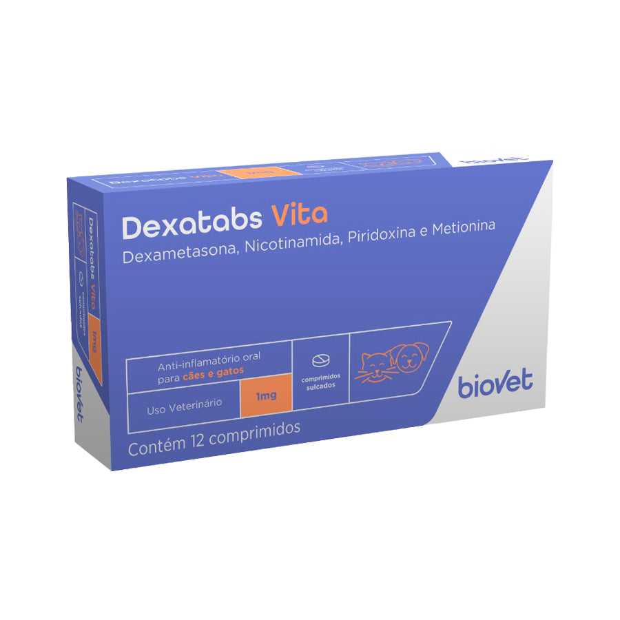 Dexatabs Vita 1 mg 12 comprimidos – Anti‑inflamatório para Cães e Gatos