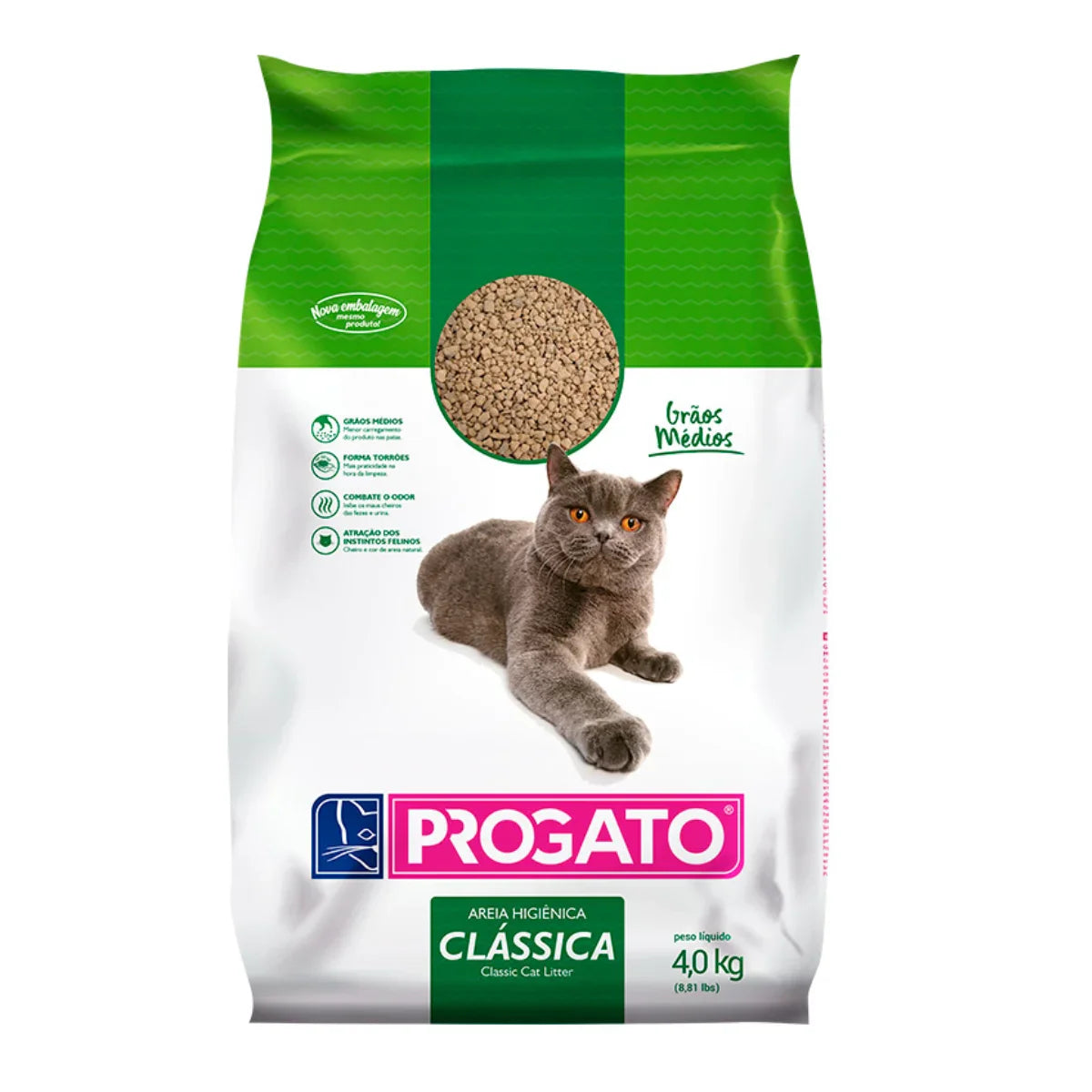 Areia Higiênica Progato Clássica Multigrãos 4 kg