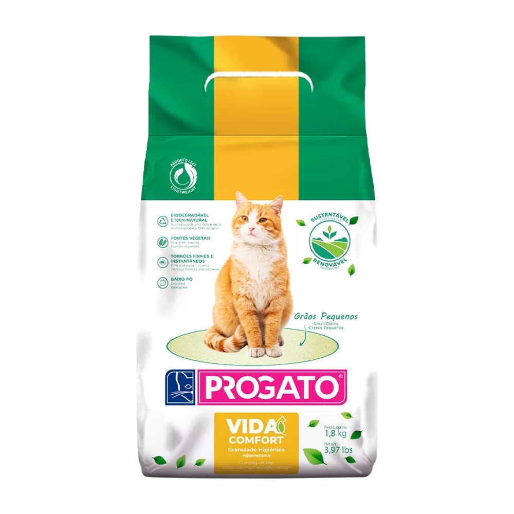Areia Progato Vida Comfort – Areia Higiênica Biodegradável para Gatos 10 kg