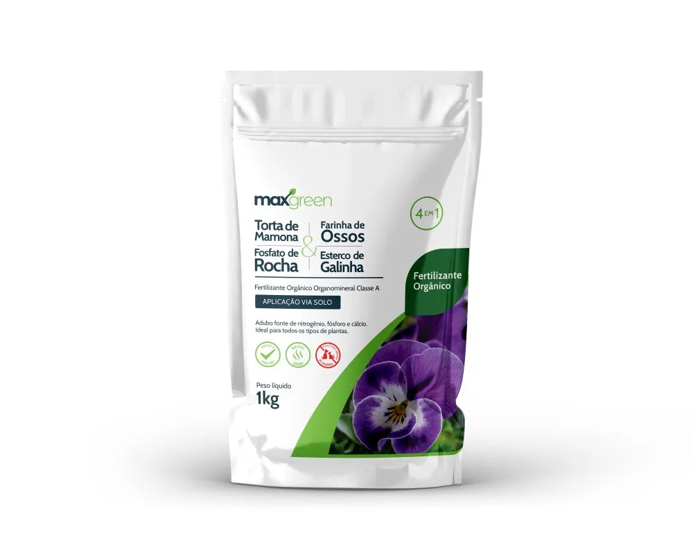 Maxgreen Mamona + Osso + Esterco + Fosfato 1 kg – Fertilizante Orgânico Completo