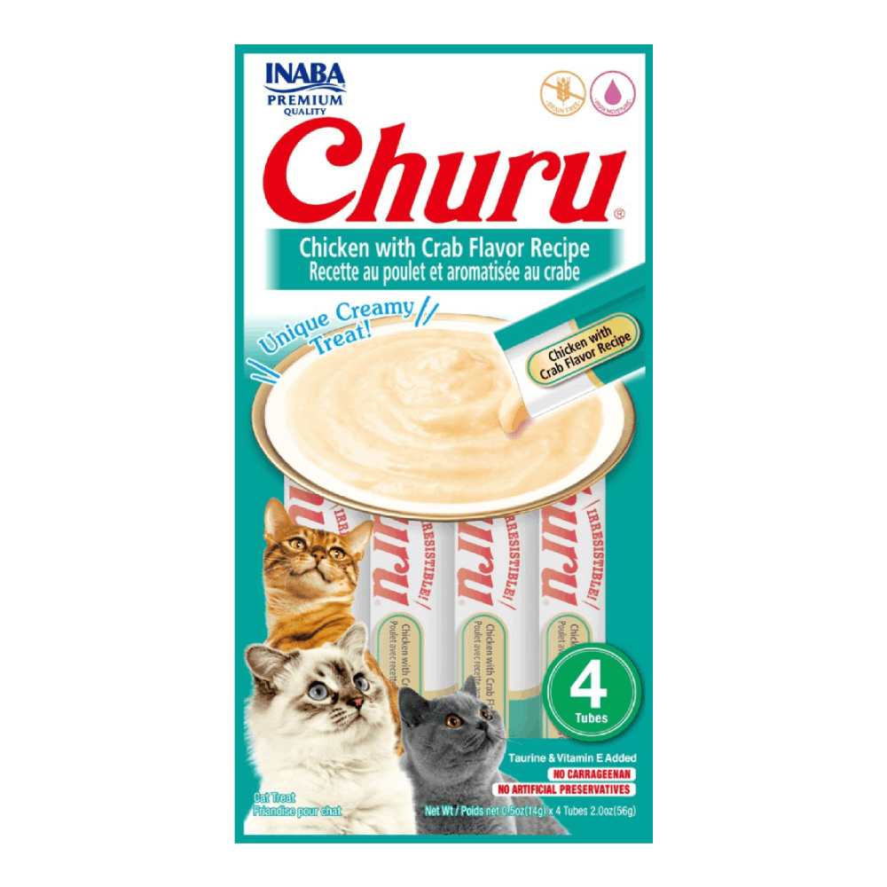 Churu Cat Frango com Caranguejo 56 g – Petisco Cremoso para Gatos