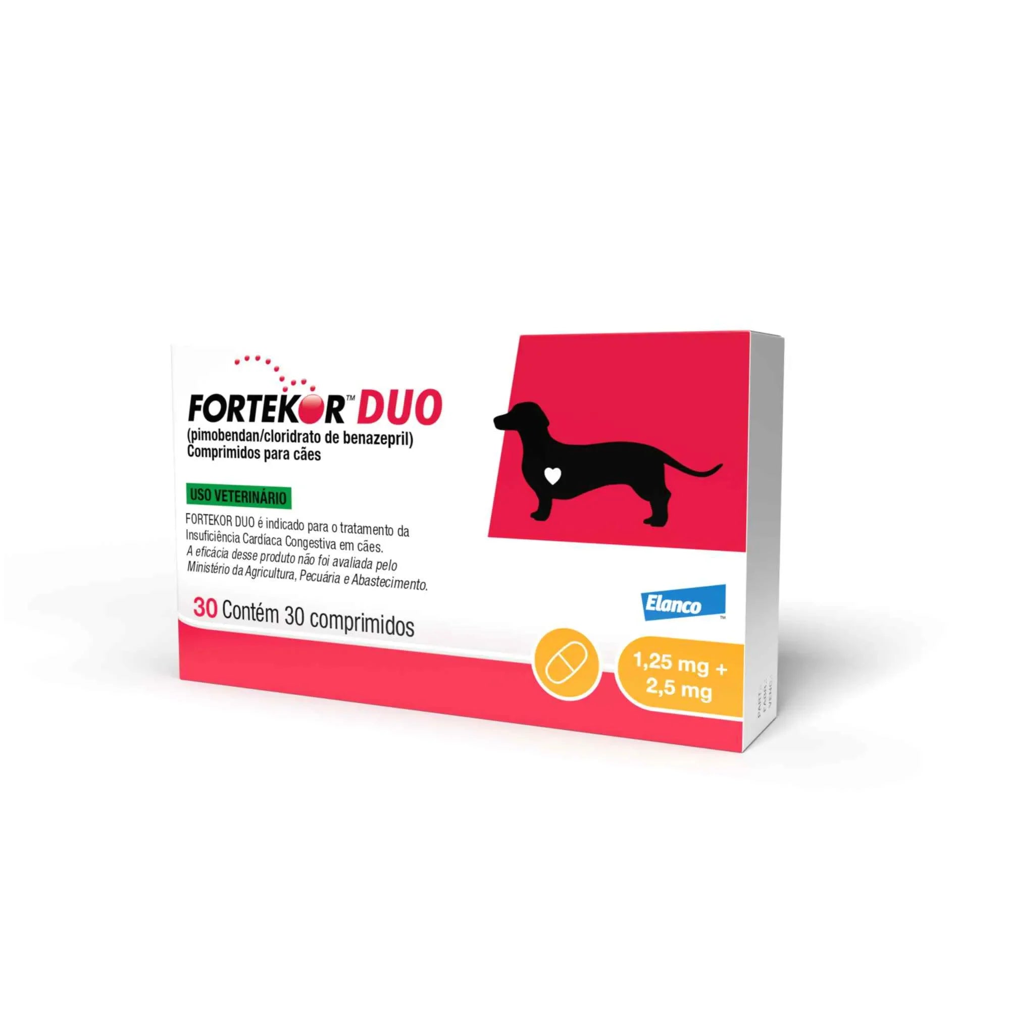Fortekor Duo 1,25 mg/2,5 mg – Comprimido Cardiológico Veterinário para Cães
