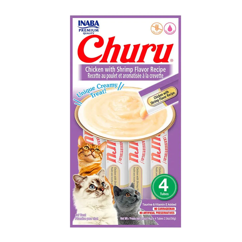 Churu Galinha com Camarão 56 g – Petisco para Gatos