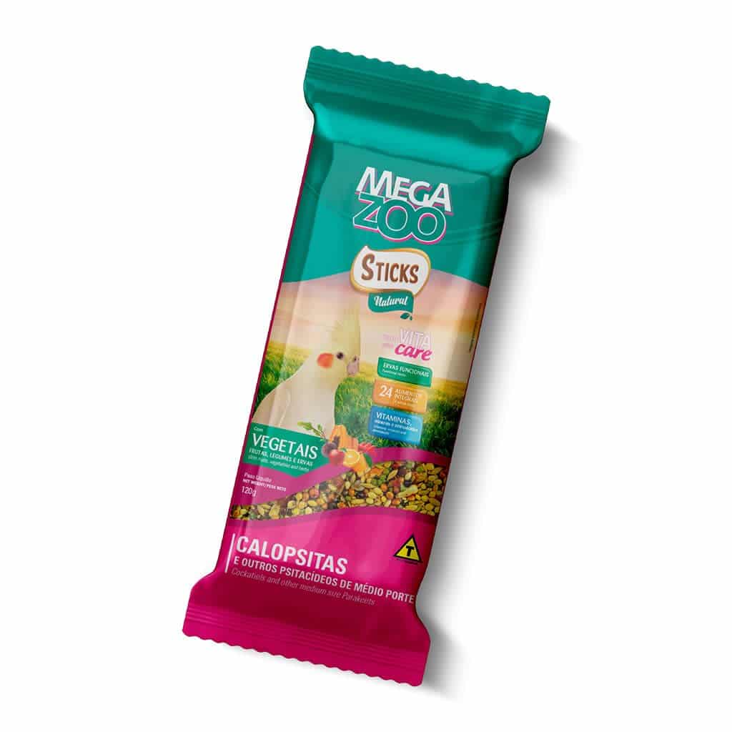 Mega Zoo Sticks Vegetais para Calopsitas 120 g