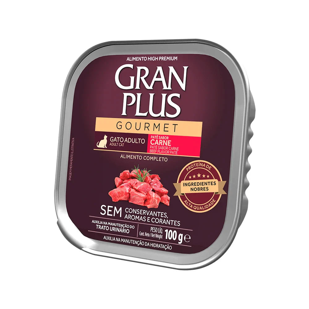 Ração Úmida GranPlus Gourmet Patê Gatos Adultos Sabor Carne 100 g