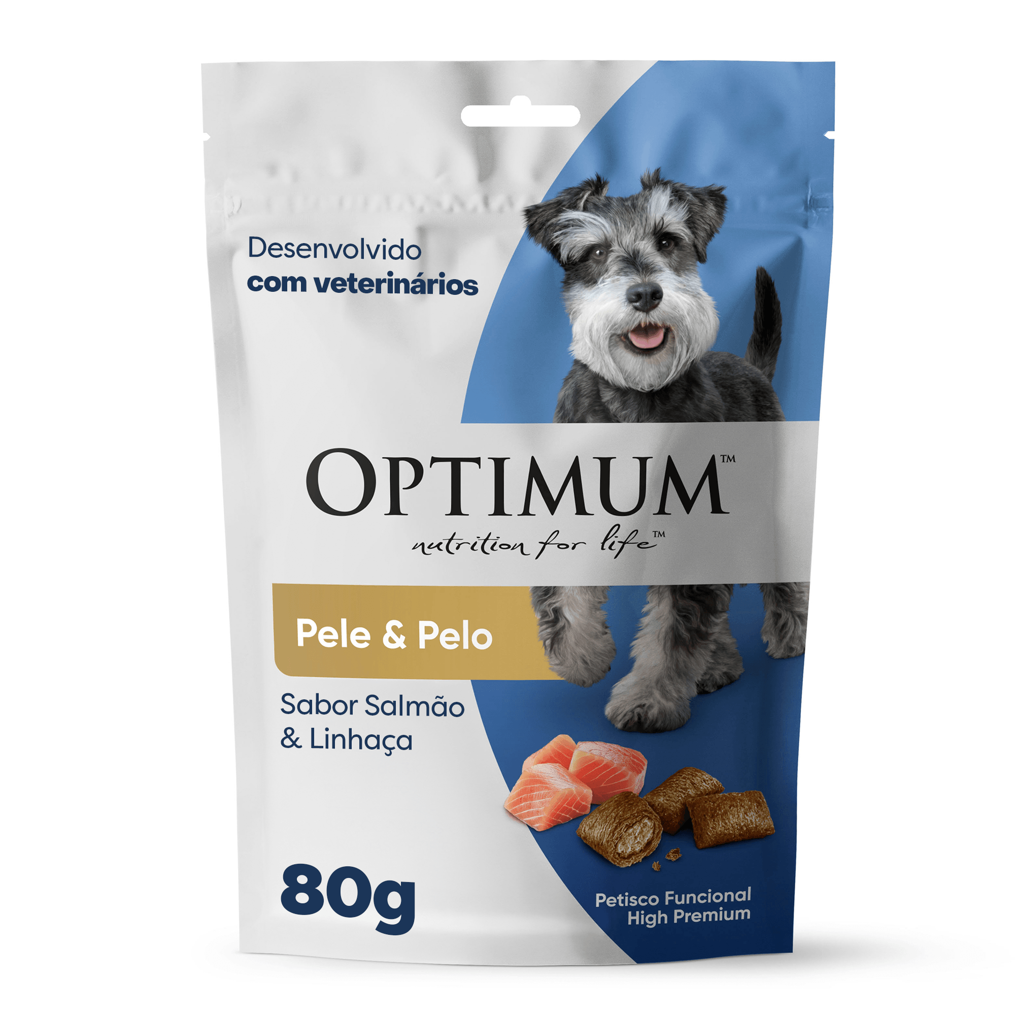 Petisco Optimum Dog Pele e Pelo Salmão e Linhaça