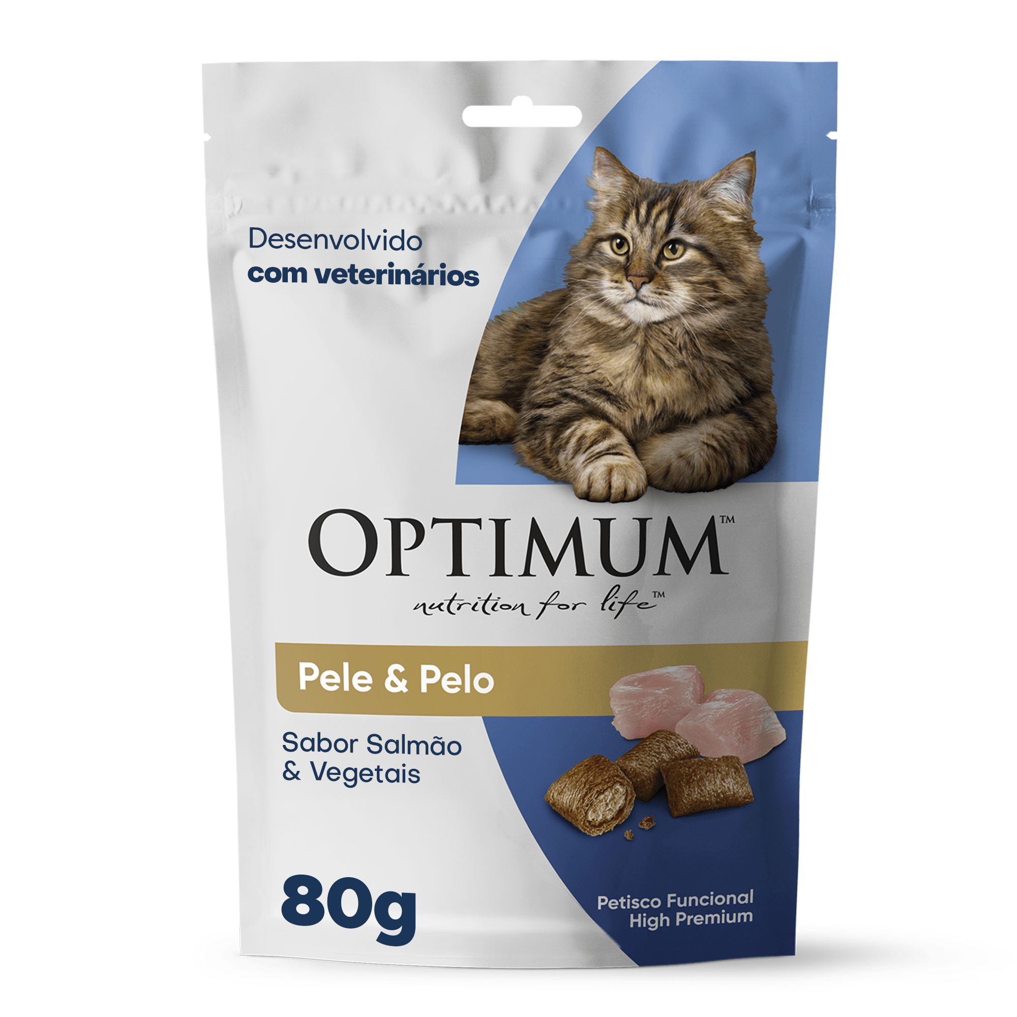 Petisco Optimum Cat Pelo e Pele Sabor Salmão e Vegetais