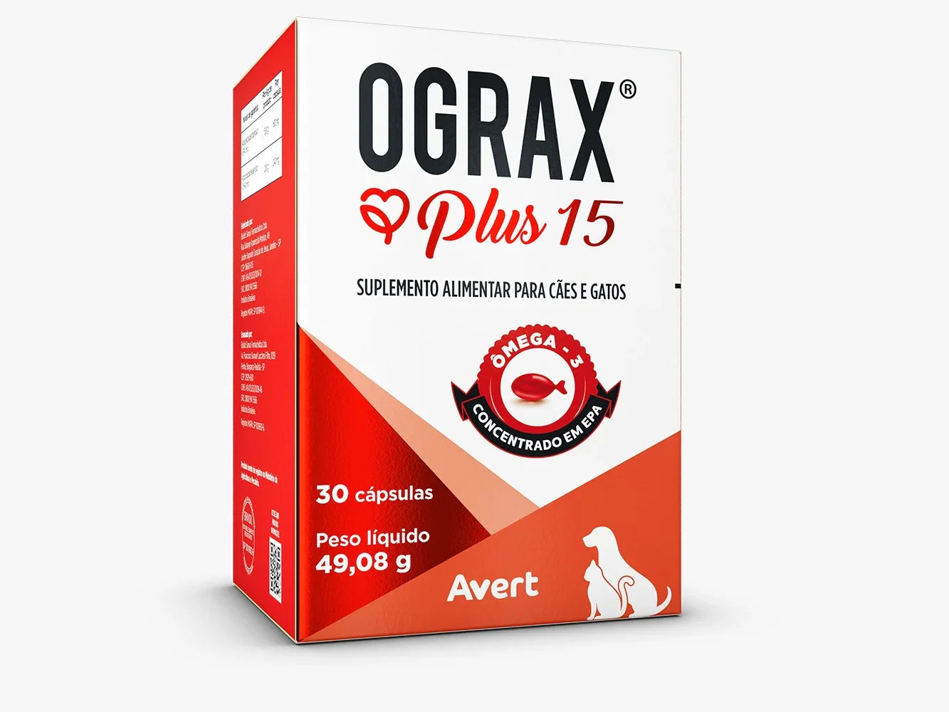 Ograx Plus 15 – Suplemento Ômega‑3 para Cães e Gatos – 30 Cápsulas