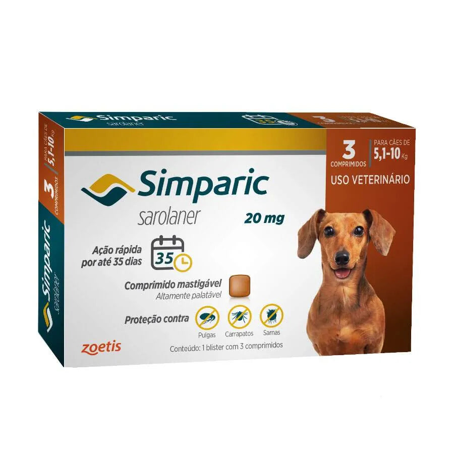 Simparic 20 mg (5,1–10 kg) – Comprimido mastigável