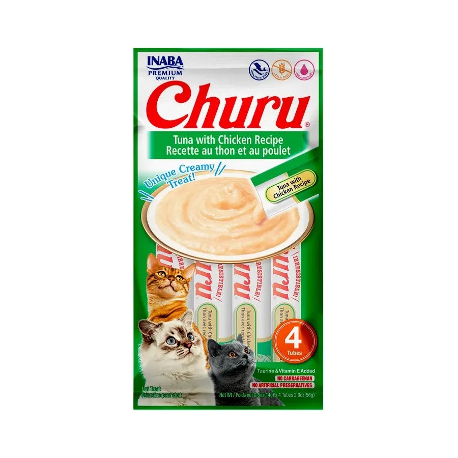 Churu Cat Atum com Galinha 56 g – Petisco Cremoso para Gatos