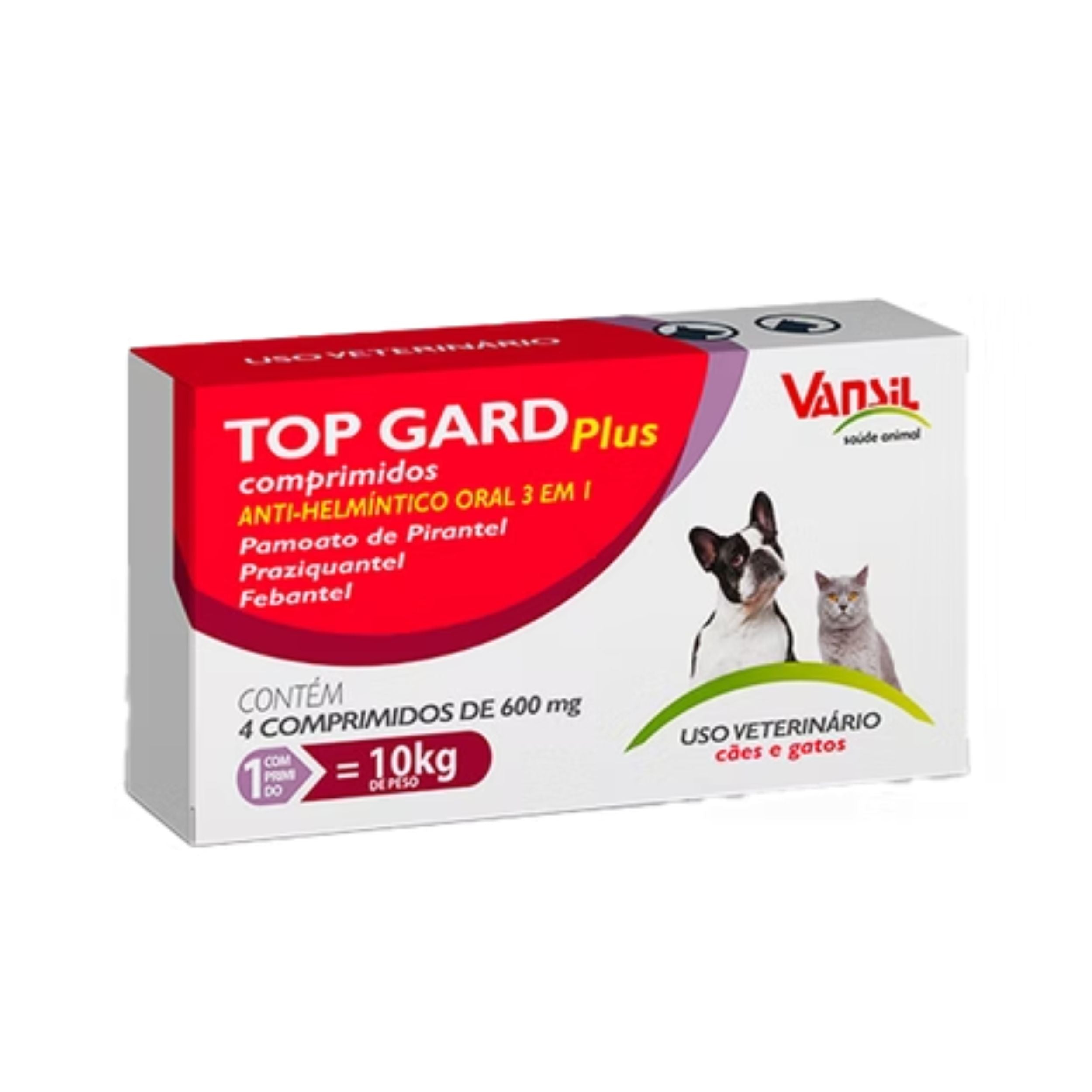 Top Gard Plus 600 mg Para Cães e Gatos