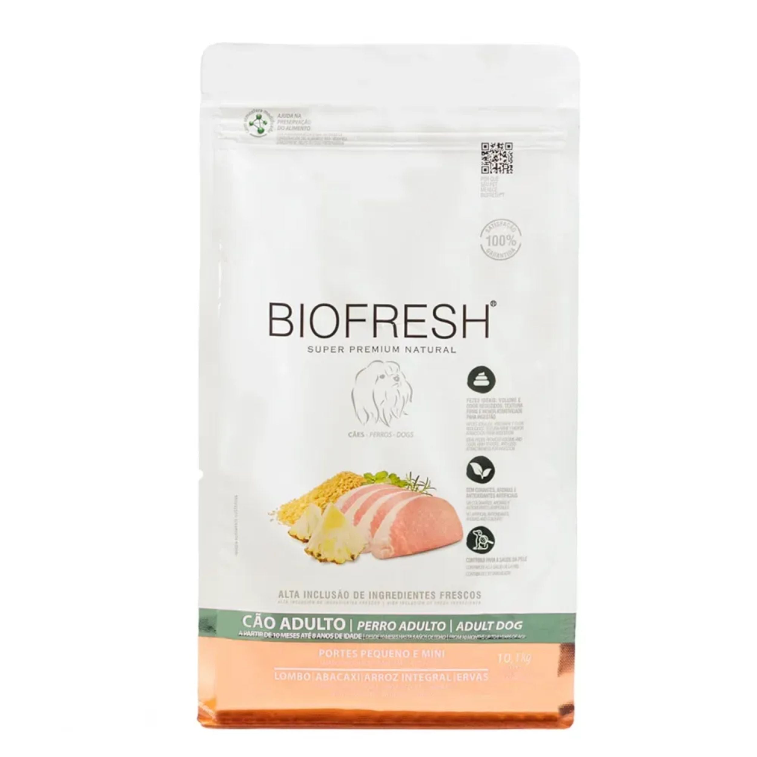 Ração Seca Biofresh para Cães Adultos Raças Mini e Pequenas Sabor Lombo e Abacaxi