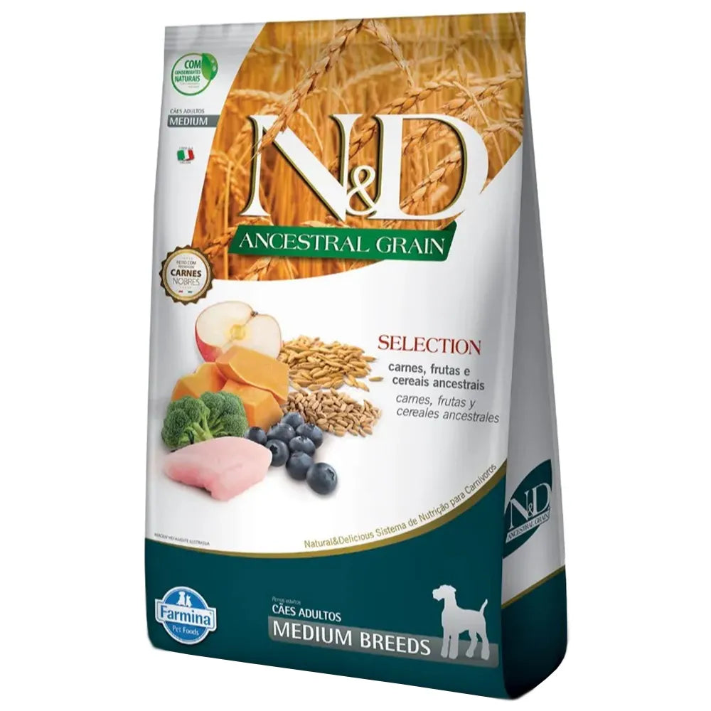 Ração N&D Ancestral Selection Cães Adultos Medium 15 kg