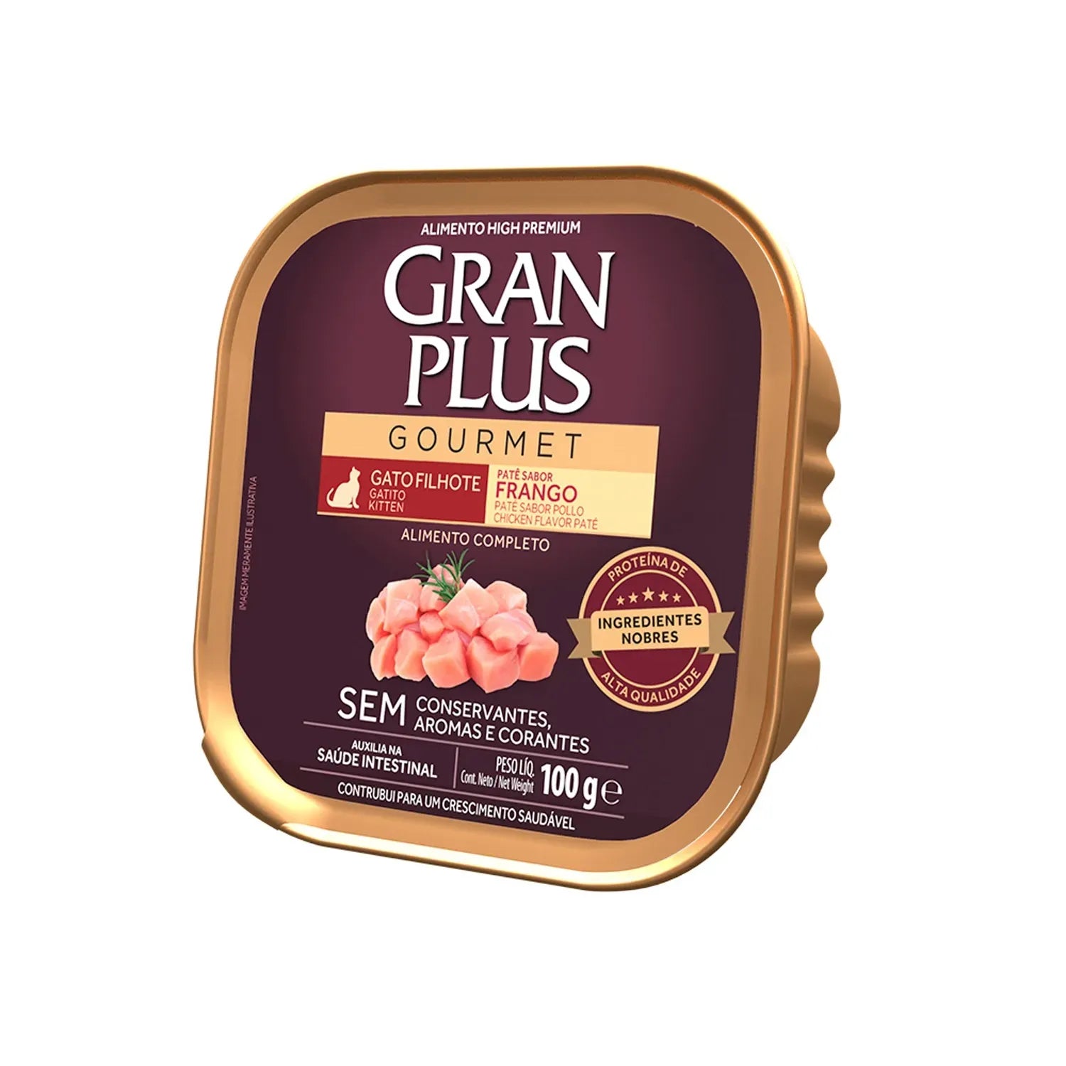 Ração Úmida GranPlus Gourmet Patê Gatos Filhotes Sabor Frango 100 g
