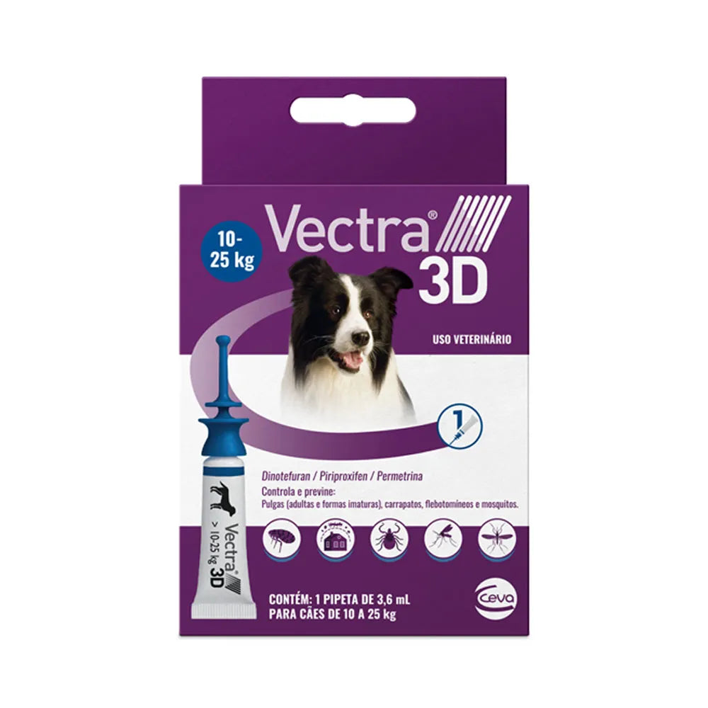 Vectra 3D Cães 10 a 25 kg – 1 Pipeta 3,6 mL