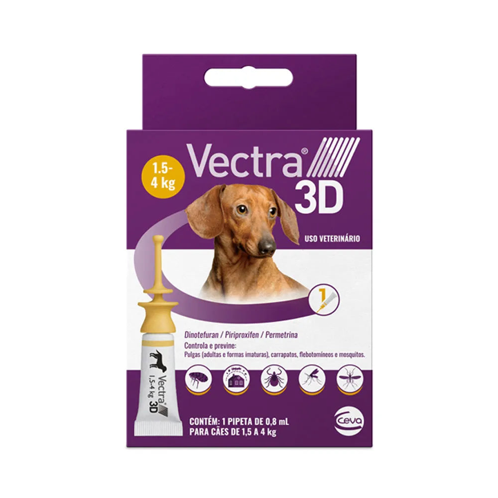 Vectra 3D Cães 1,5 a 4 kg – Pipeta 0,8 mL