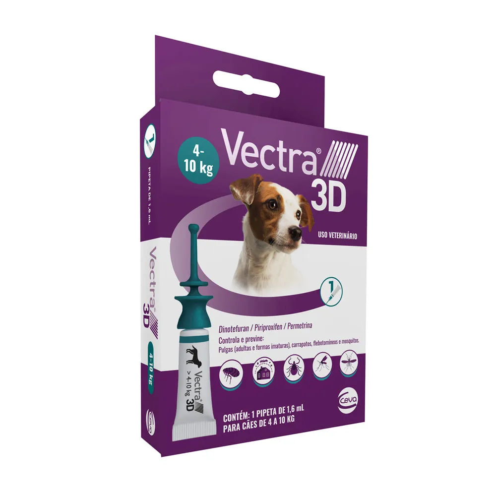 Vectra 3D Cães 4 a 10 kg – Pipeta 1,6 mL