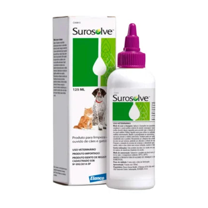 Produto Otológico Elanco Surosolve 125 ml para Cães e Gatos
