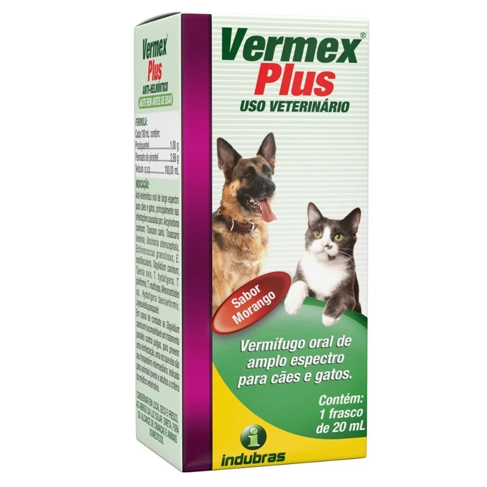 Vermex Plus 20 ml – Vermífugo Oral para Cães e Gatos